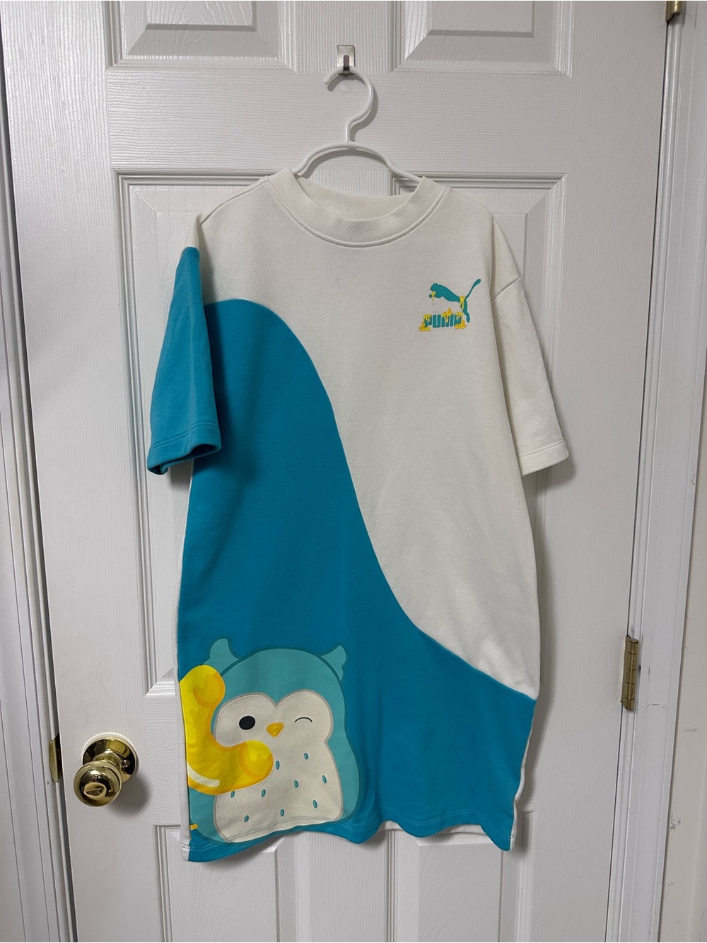Puma White & Teal Short-Sleeve Graphic Kids Tee